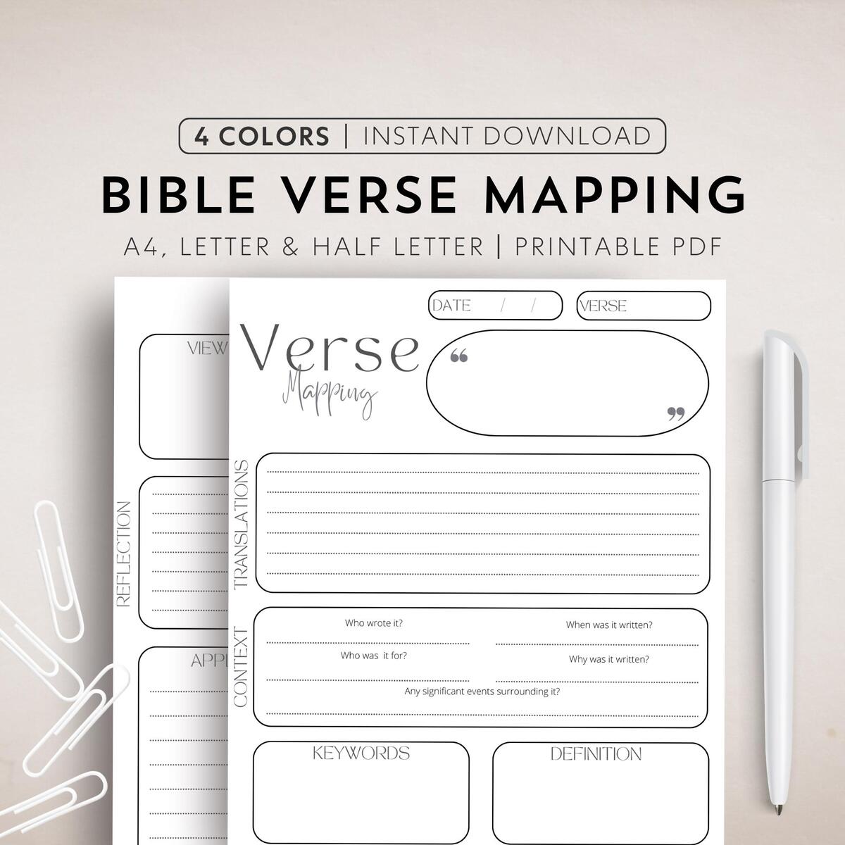 Verse Mapping Template Bible Verse Mapping Printable Bible Study Digital Verse Map Journal Scripture Mapping Study Guide Bible Note Tools Etsy