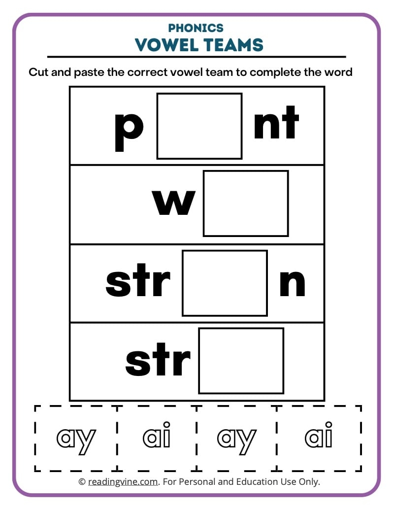 5 Free Printable Vowel Team Charts For Early Readers