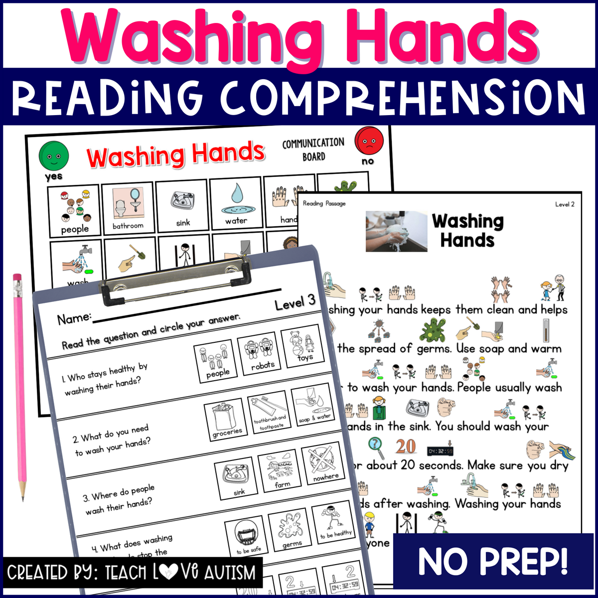 Washing Hands Reading Comprehension Passages And Worksheets For Life Skills Teach Love Autism