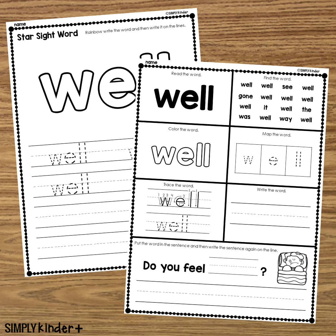 Well Sight Word Printable Activities Simply Kinder Printable Membership Well Sight Word Printable Activities Simply Kinder Printable Membership