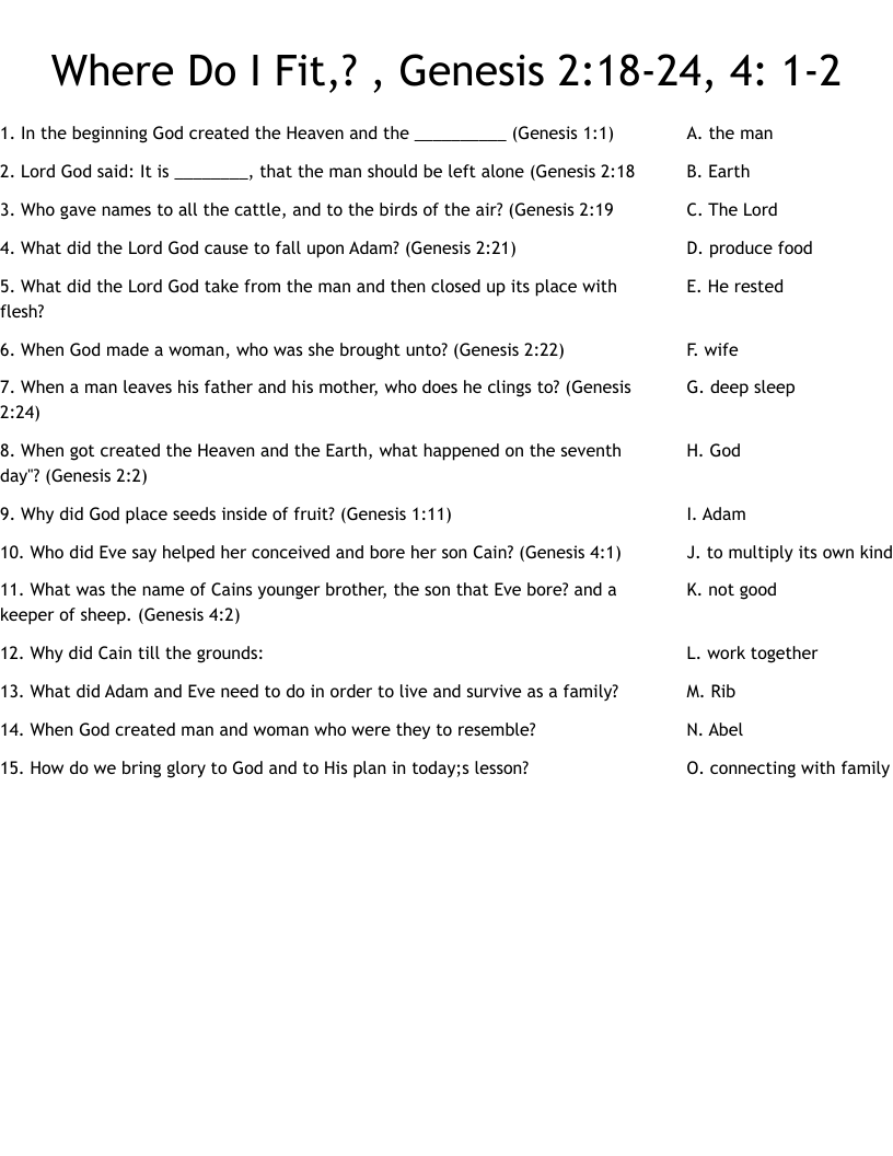 Where Do I Fit Genesis 2 18 24 4 1 2 Worksheet WordMint