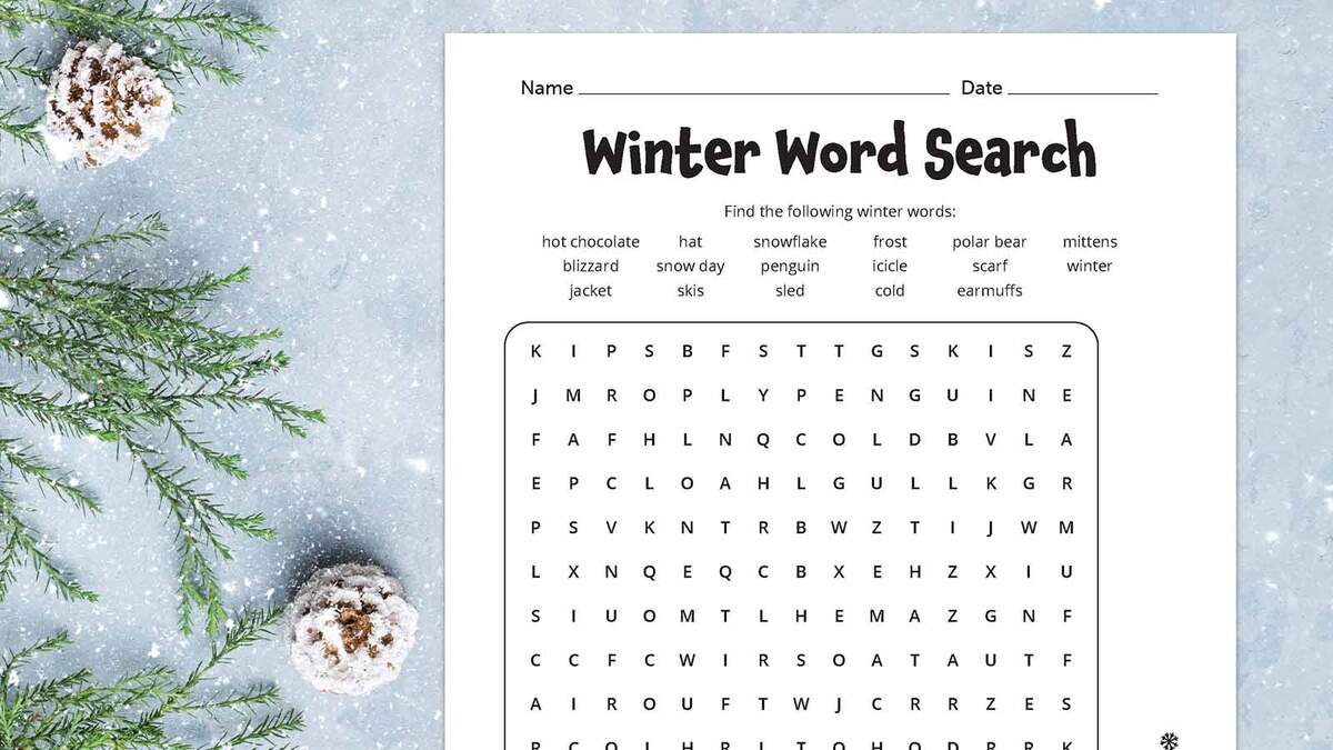 Winter Word Search Free Printable Worksheet Plus Answer Key