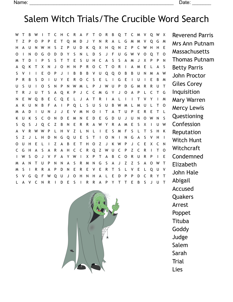 Witchcraft In Salem Crossword WordMint