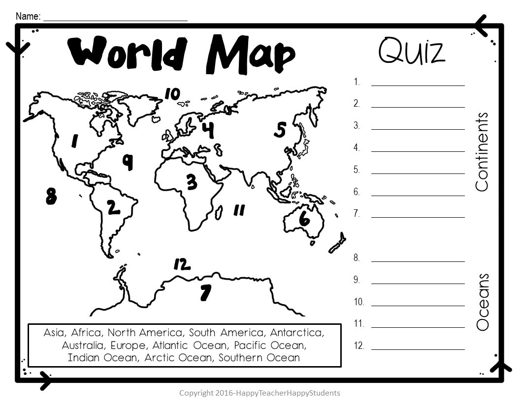 Continents And Oceans Color And Label Blank World Map Elementary Geography Homeschool Printable Activities Social Studies Etsy